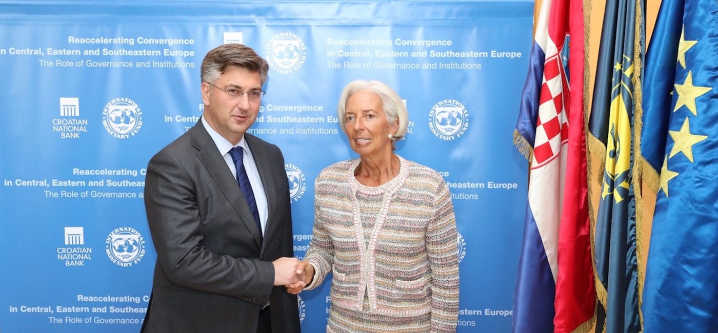 Predsjednik Vlade Andrej Plenković s izvršnom direktoricom MMF-a Christine Lagarde 